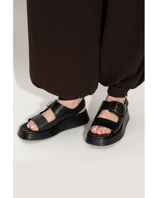 Tod's Black 'Gomma' Leather Sandals