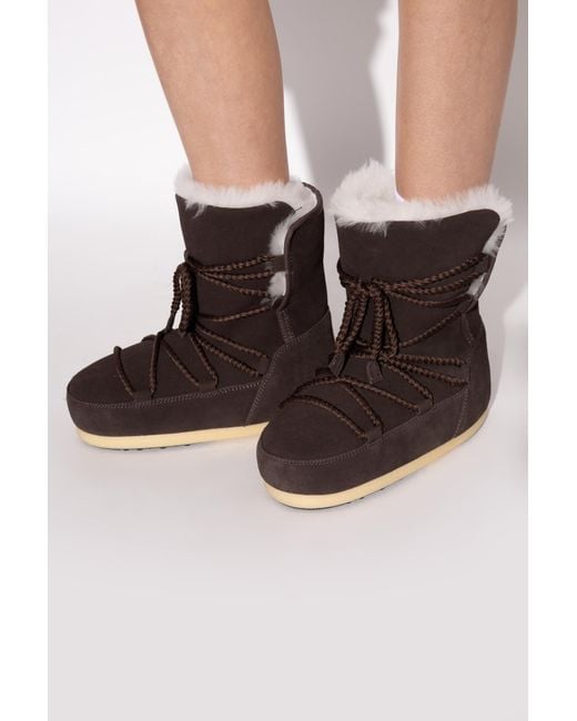 Moon Boot Women's Black Snow Boots 'Mb Evx Boot Suede Shearling'