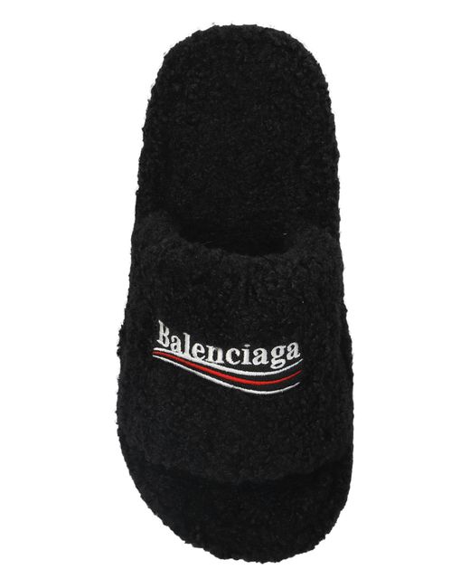 Balenciaga Black Slides With Logo,