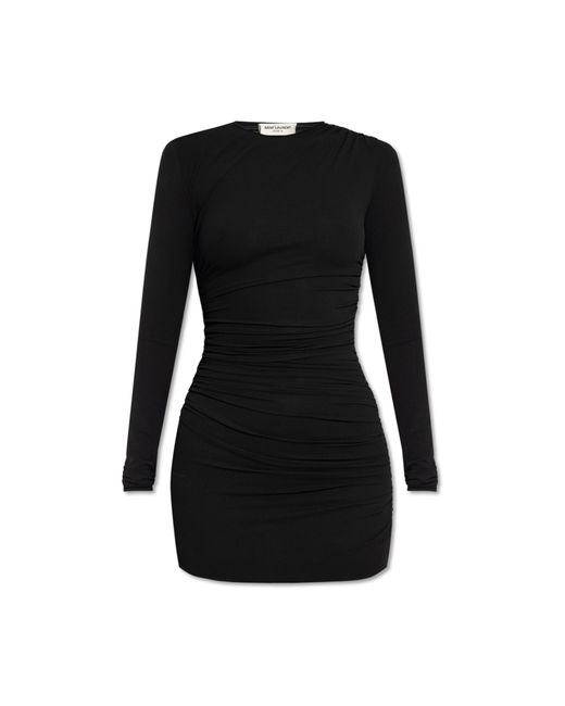 Saint Laurent Black Draped Dress,