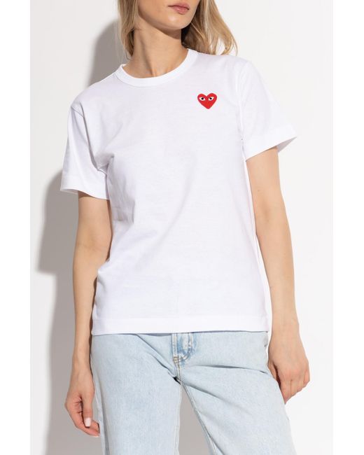 COMME DES GARÇONS PLAY White T-Shirt With Logo Patch, '