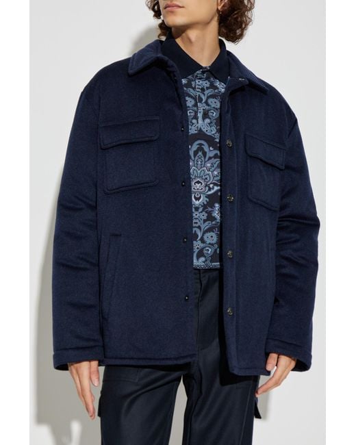 Etro Blue Cashmere Insulated Jacket for men