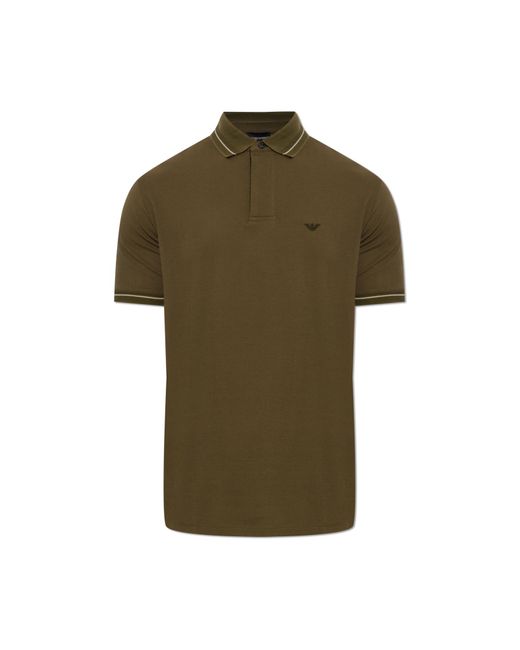 Emporio Armani Green T-Shirt With Embroidered Logo for men