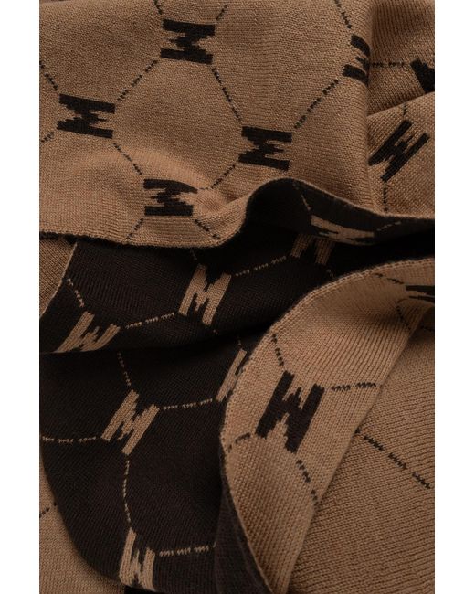 Moschino Brown Wool Scarf With Monogram