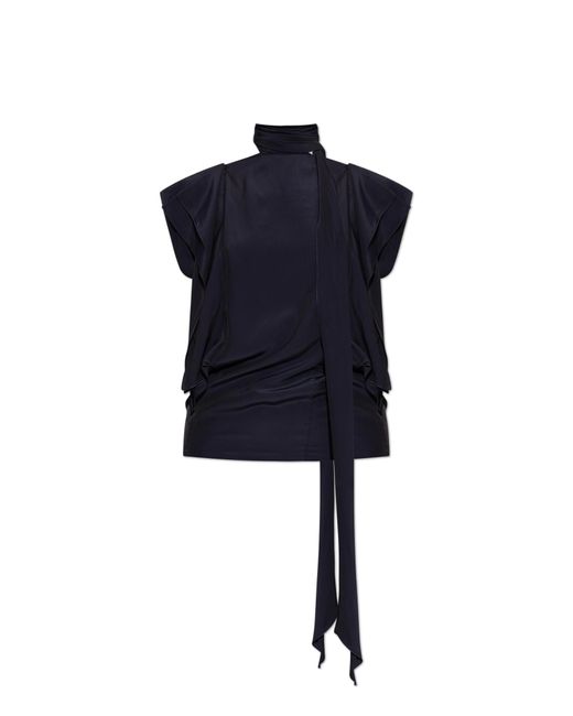Lanvin Blue Asymmetrical Cut Top