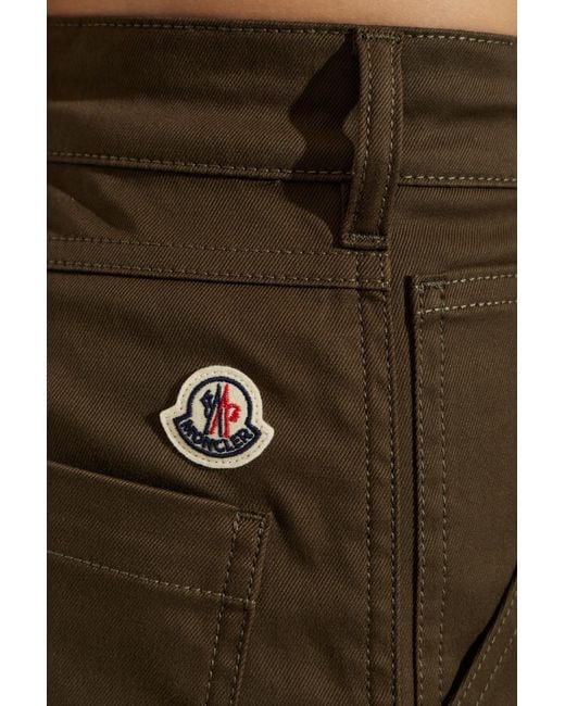 Moncler Brown Trousers With Logo Patch for men