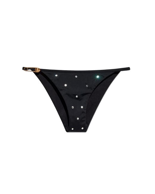Versace Black Bikini Top With Shimmering Crystals