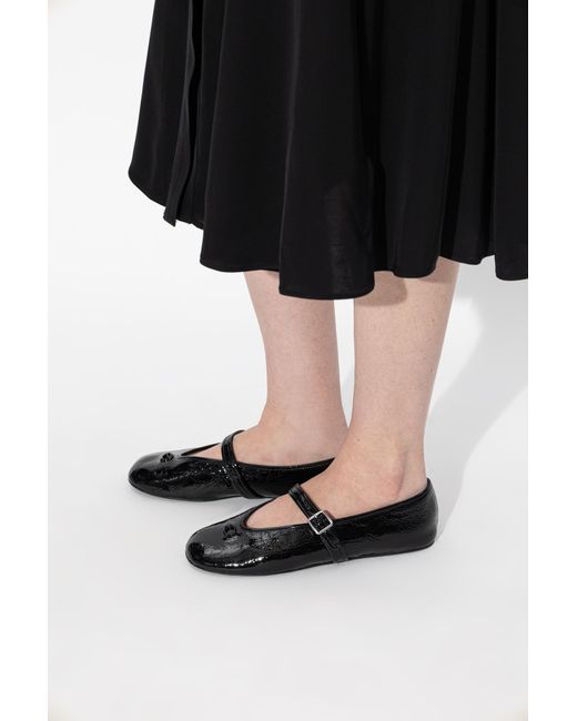 COACH Black Ballet Flats "Sculpted Crinkle"