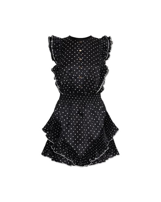 Self-Portrait Black Dress With Polka Dot Pattern