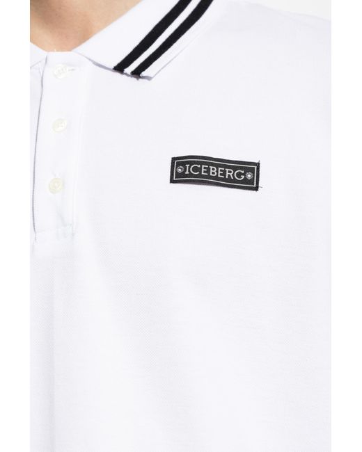 Iceberg White Polo With Logo Patch for men