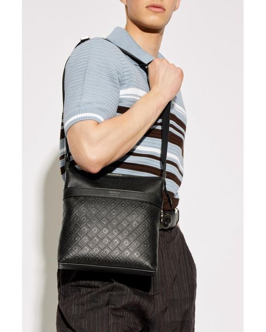 Ferragamo Black Leather Bag With Logo for men