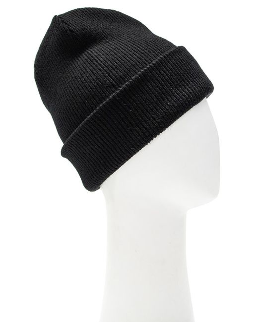Samsøe & Samsøe Black Rib-knit Hat With Logo for men