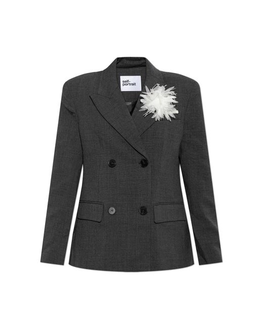Self-Portrait Black Double-Breasted Blazer