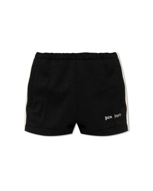 Palm Angels Black Shorts With Logo,