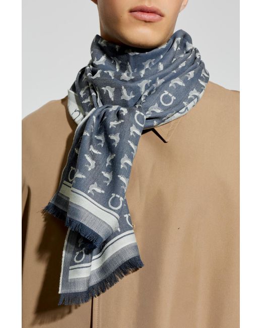 Ferragamo Gray Wool Scarf for men