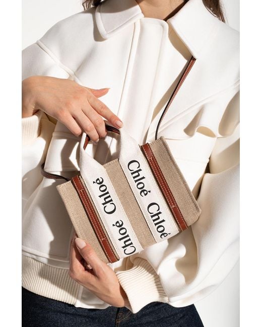 Chloé Natural 'Woody Mini' Shoulder Bag