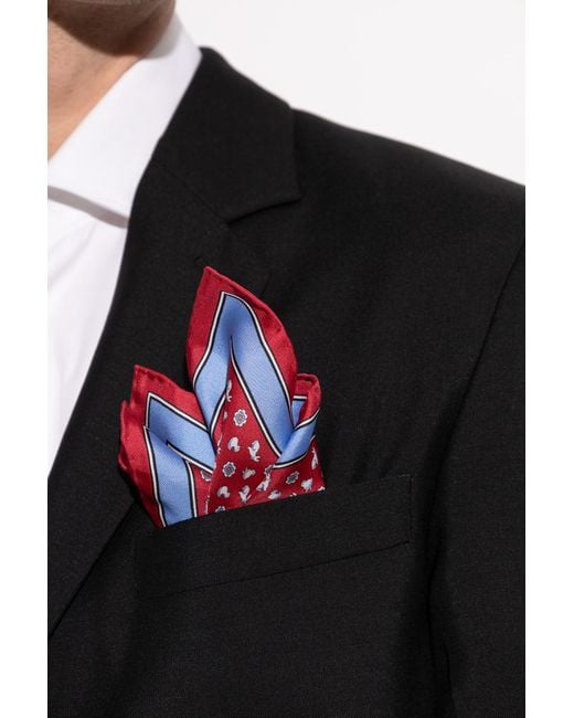 Ferragamo Red Silk Pocket Square for men