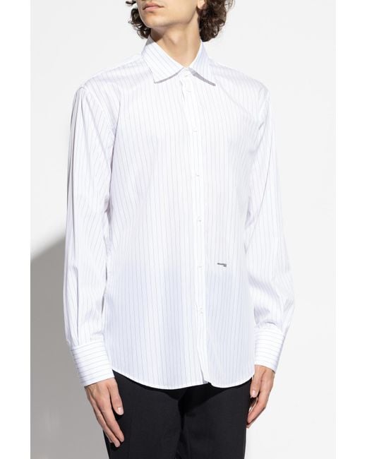 DSquared² Black Shirt With A Striped Pattern for men