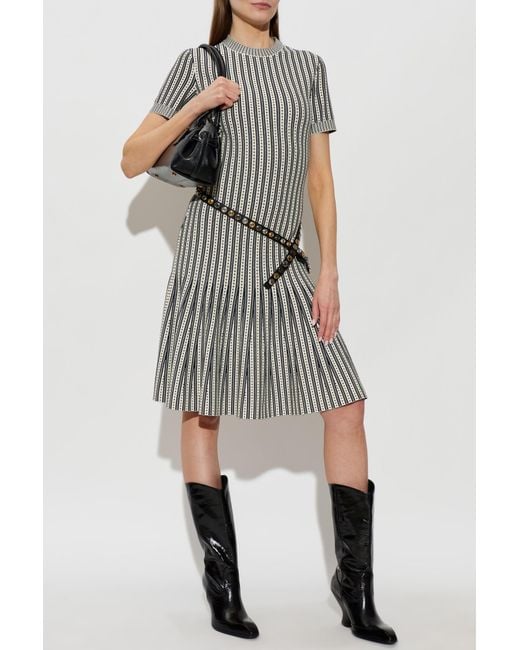 McQueen Gray Dress With Stripe Pattern