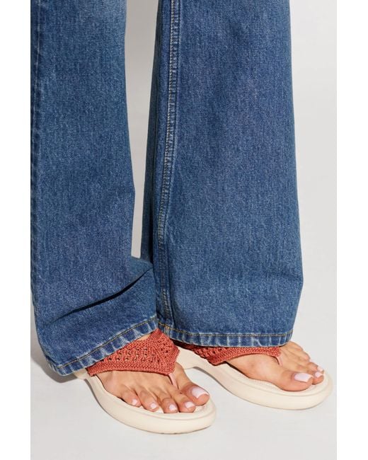 Chloé Red "Poolette" Flip-Flops