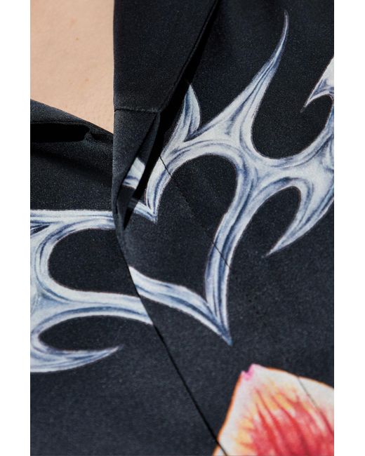 Casablanca Blue Silk Shirt With Print for men