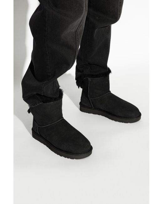 Ugg Black Mini Bailey Bow Ii Suede Shearling Winter Boots