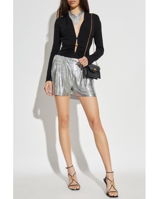 Versace White Sequin Shorts