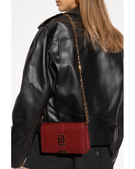 Versace Leather 'greca 'goddess Mini Wallet On Chain in Red (Black) Lyst