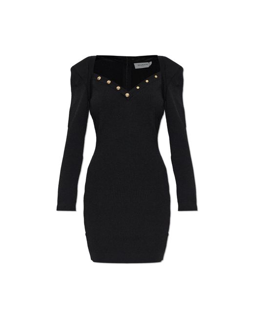 Balmain Black Dress With Shoulder Pads