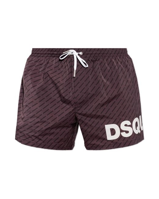 DSquared² Purple Swim Shorts With Monogram for men