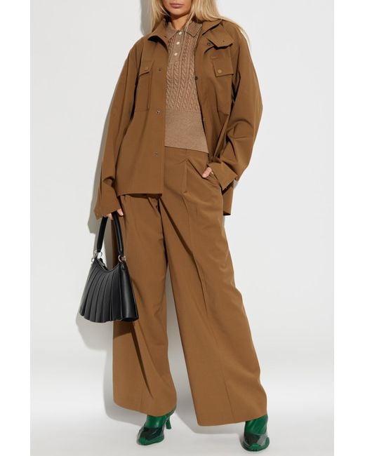 LACOSTE RUNWAY Brown Jacket With Stand-Up Collar