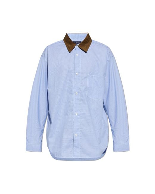Comme des Garçons Blue Shirt With A Corduroy Collar for men