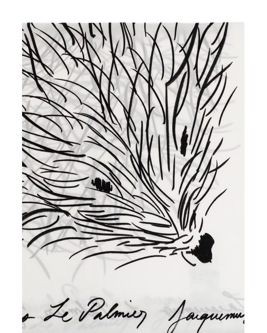 Jacquemus White Silk Scarf 'Herisson'