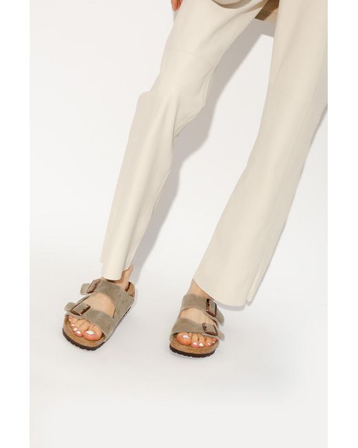 Birkenstock White 'Arizona Bs' Slides