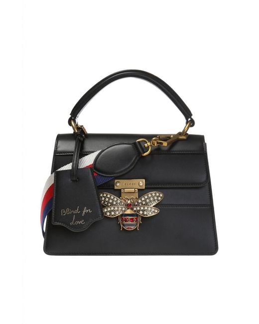 Gucci Black and White Queen Margaret Bee Bag ($2,905) ❤ liked on