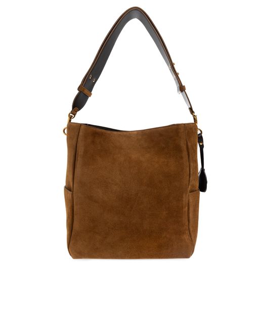 AMI Brown Suede Shopper Bag