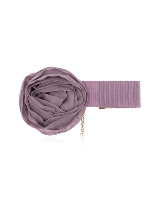 Blumarine Purple Choker With A Rose-Shaped Brooch