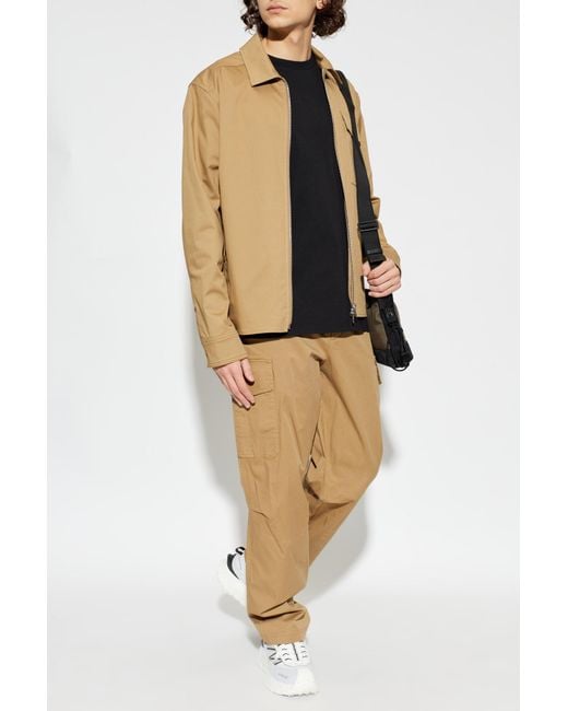 Moncler Natural Jacket With Logo Patch for men