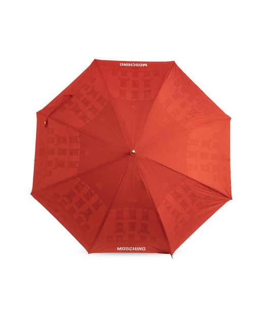 Moschino Red Parasol With Print