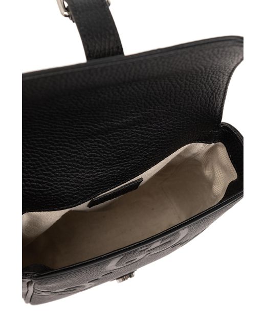 Gucci Black Jumbo GG Logo-debossed Full-grain Leather Messenger Bag for men
