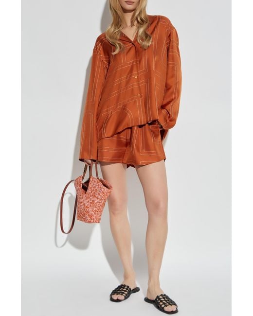 Totême Orange Silk Shorts