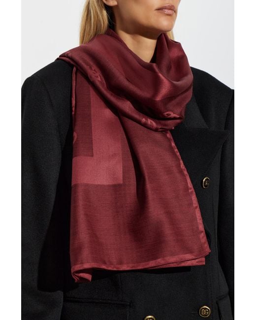 Dolce & Gabbana Red Silk Scarf With Monogram