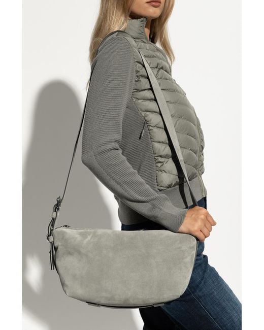 Moschino Gray Suede Shoulder Bag