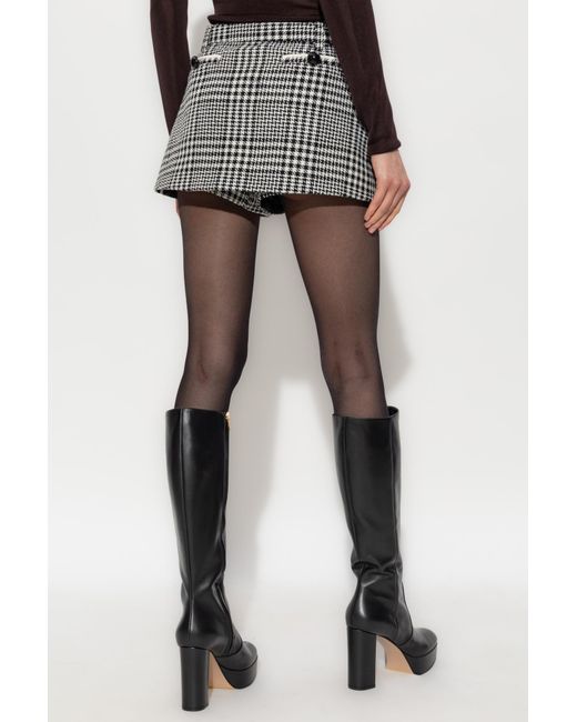 Self-Portrait Gray Houndstooth Pattern Shorts