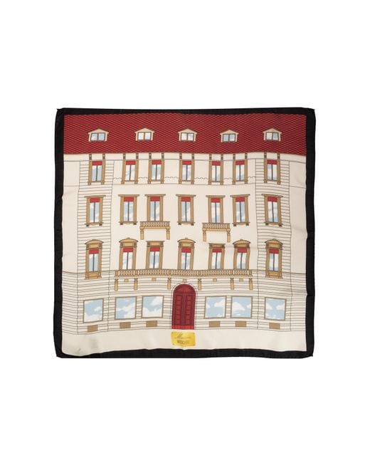Moschino Natural Silk Scarf With Print