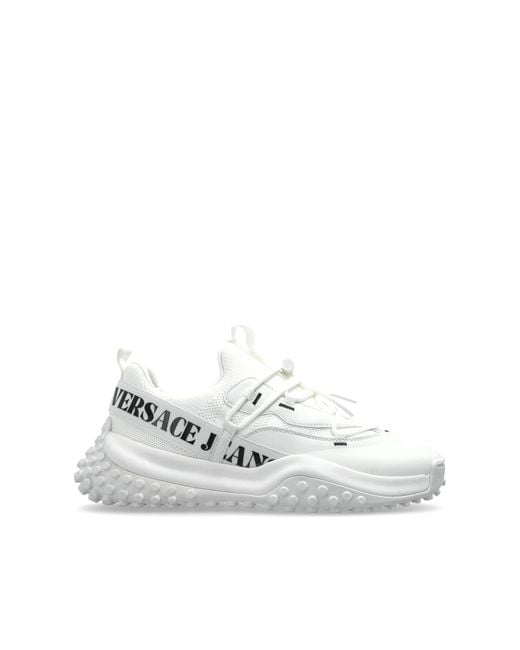 Versace Jeans Couture White Sports Shoes With Printed Logo for men