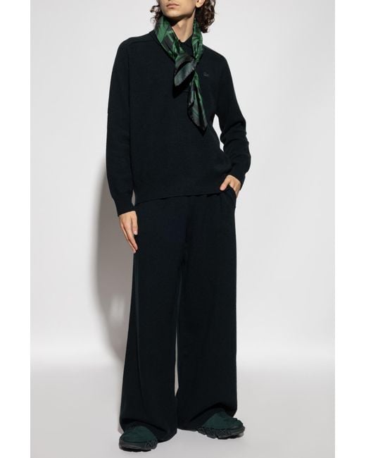LACOSTE RUNWAY Black Wool Wide-Leg Trousers for men
