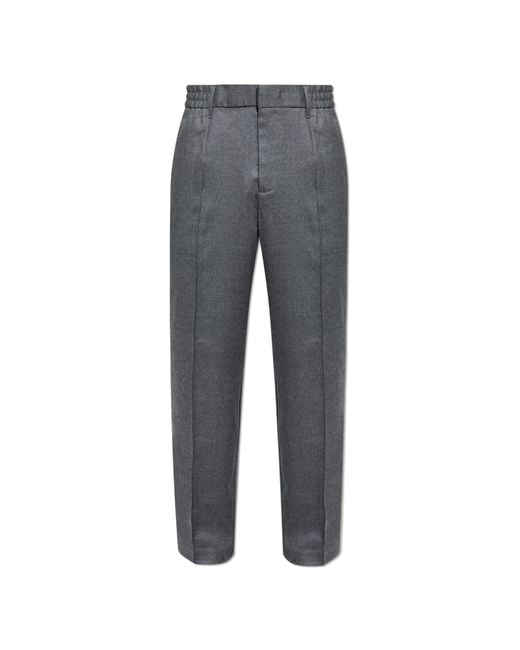 Emporio Armani Gray Wool Trousers With Pressed Crease for men