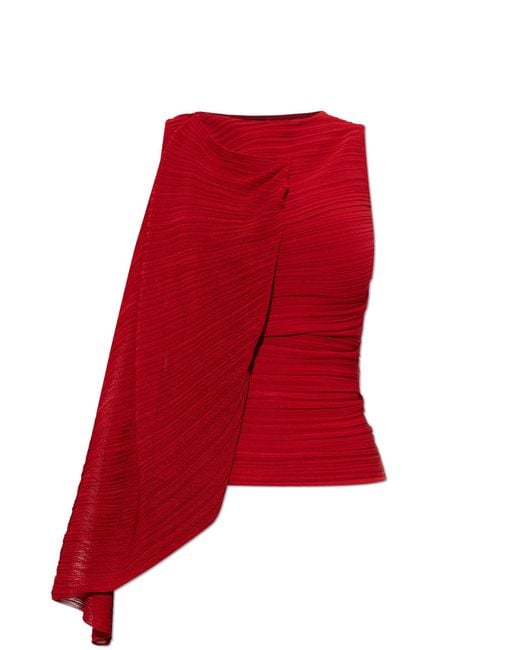 Balmain Red Pleated Top