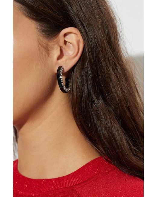 Isabel Marant Black Earrings With Shimmering Crystals